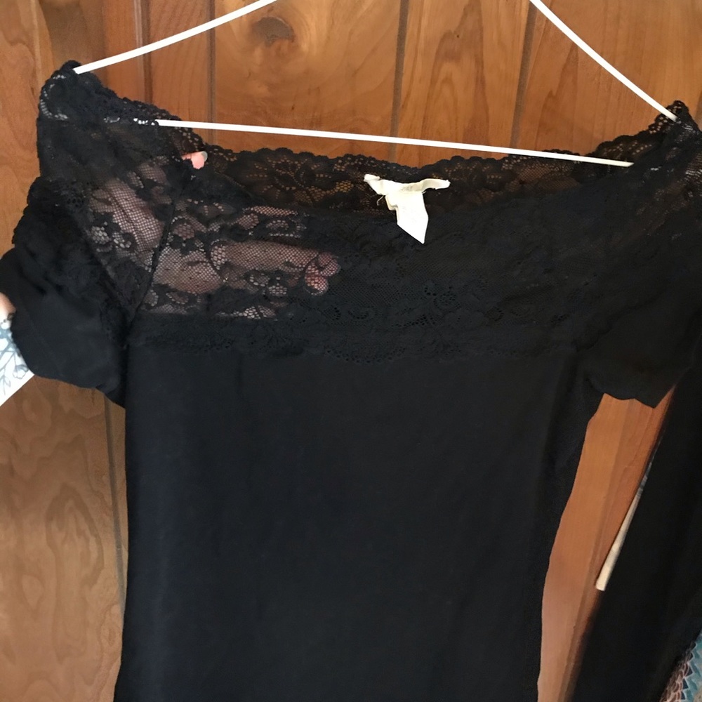 Black off the shoulder lace top